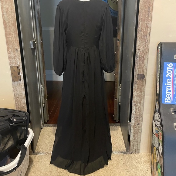 Plus Contrast Sequin Floral Appliqué Wrap Chiffon Dress Black from SHEIN - Picture 11 of 11